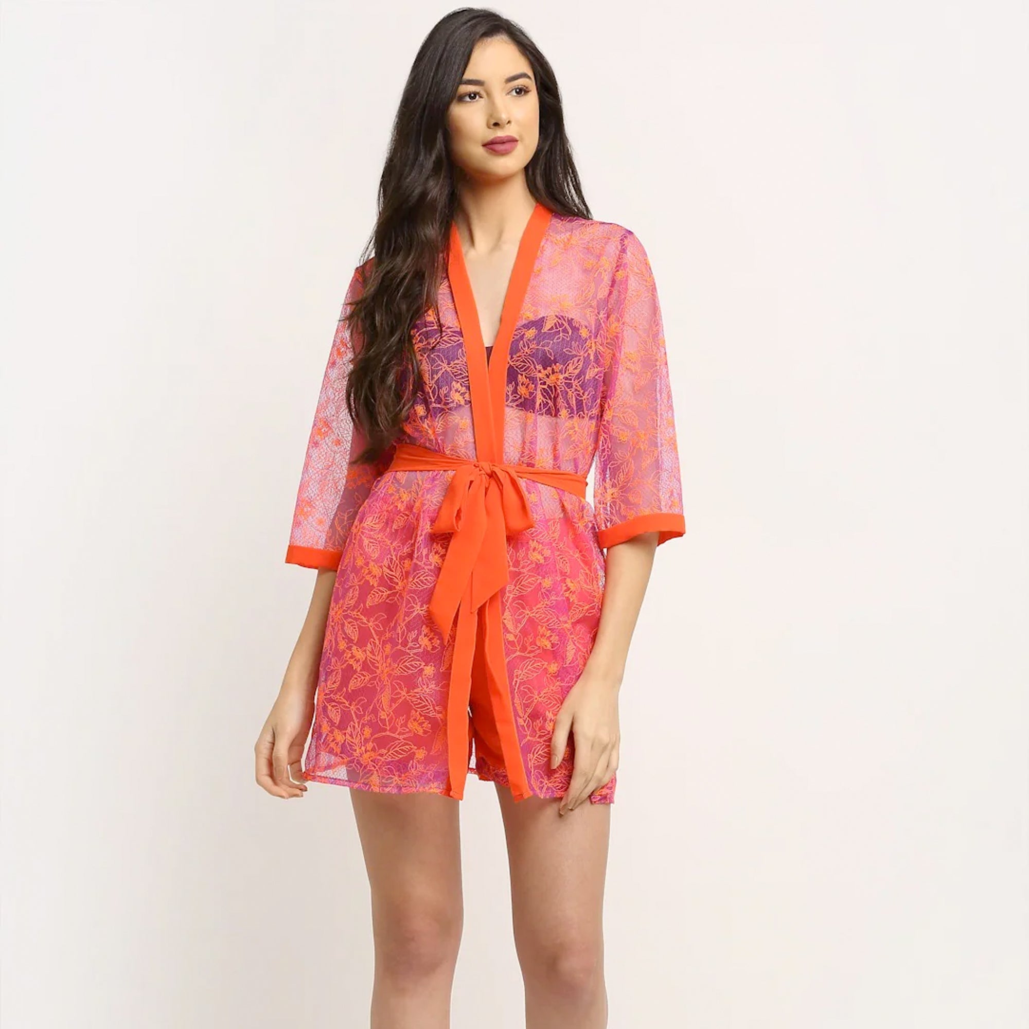 Lace Robe & Shorts Co-Ord Set